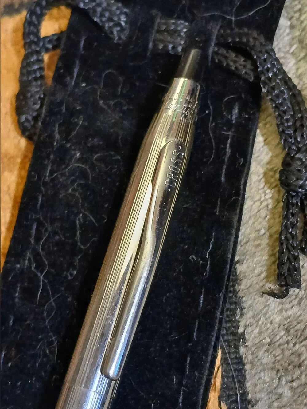 Silver Metal Cross Pen with Velvet Pouch - Men Accessories